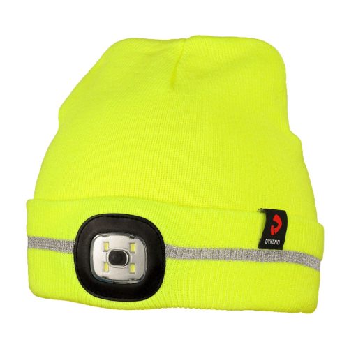 ALAPOX LED láthatósági bélelt sapka LED-es fejlámpával fényvisszaverő sárga