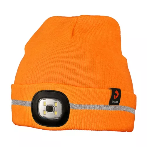 ALAPOX LED láthatósági bélelt sapka LED-es fejlámpával fényvisszaverő narancssárga
