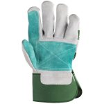 BŐRKESZTYŰ, SZÜRKE HASÍTÉK, DUPLA BŐR TENYÉR/ZÖLD VÁSZON_10