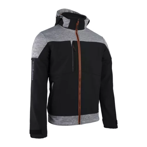 BANJO FEKETE/SZÜRKE SOFTSHELL DZSEKI, NARANCS CIPZÁR_3XL