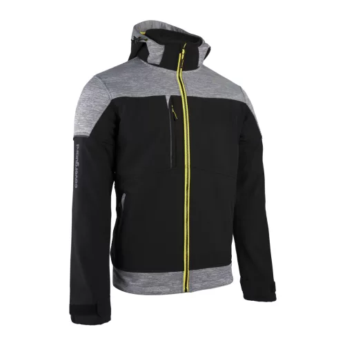 BANJO FEKETE/SZÜRKE SOFTSHELL DZSEKI, LIME CIPZÁR_M