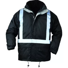   BODYGUARD FEKETE 4/1 TÉLIKABÁT, FÉNYVISSZAVERŐ CSÍKKAL_S