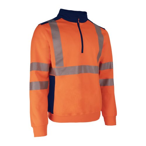 FRISS FLUO NARANCS/SÖTÉTKÉK PULÓVER_3XL