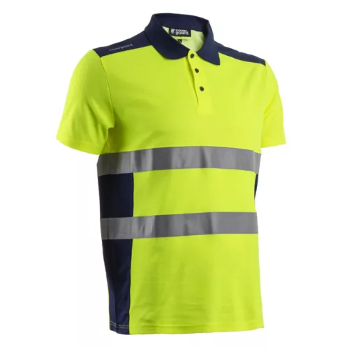 OKI FLUO SÁRGA/SÖTÉTKÉK RÖVID UJJÚ GALLÉROS PÓLÓ_2XL
