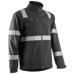 VIGILE FEKETE SOFTSHELL DZSEKI FÉNYVISSZAVERŐ CSÍKKAL_3XL