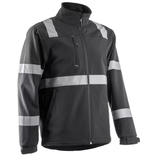 VIGILE FEKETE SOFTSHELL DZSEKI FÉNYVISSZAVERŐ CSÍKKAL_3XL
