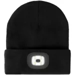 Téli kötött akril sapka LED fénnyel, fekete