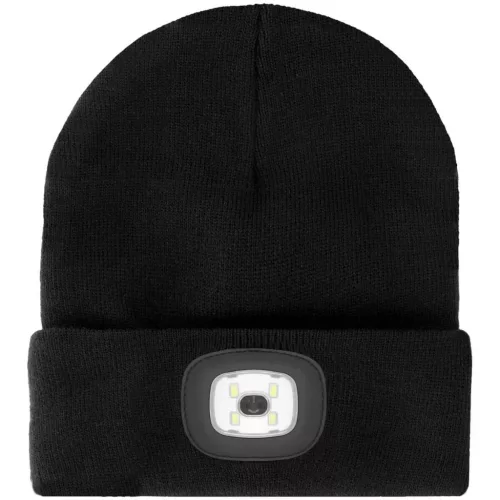 Téli kötött akril sapka LED fénnyel, fekete