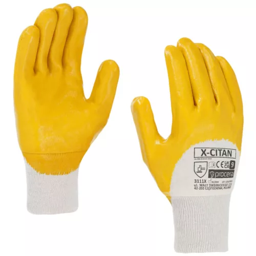 Nitril bevonatos védőkesztyű x-citan sárga 9