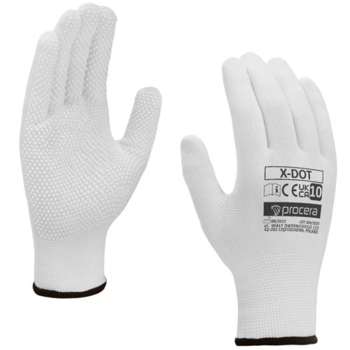  Poliészter kesztyű x-dot pontozással, méret 9