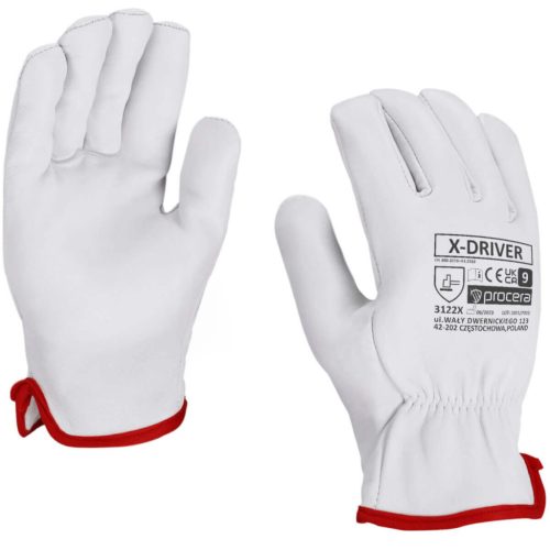 X-driver teljes bőr kesztyű fehér 10