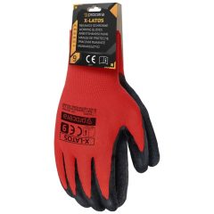   X-LATOS védőkesztyű latex bevonattal, akasztható csomagolásban méret: 9