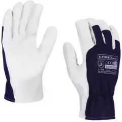   Kecskebőr, erősített védőkesztyű x-perfect téli sötétkék-fehér 10