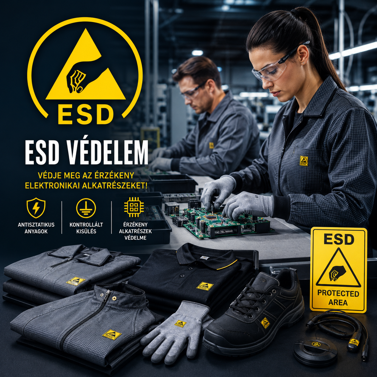 ESD és antisztatikus munkaruházat: miért nélkülözhetetlen az elektronikai és ipari környezetben?